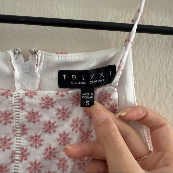 White and Pink Trixxi Embroidered Mini Dress - Picture 5 of 6